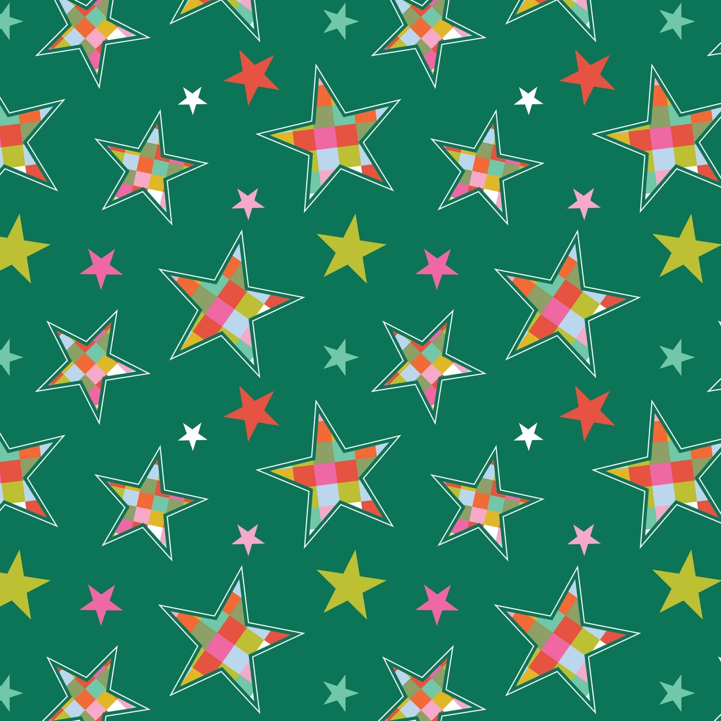 Deck the Halls Green Scattered Star - DV6925