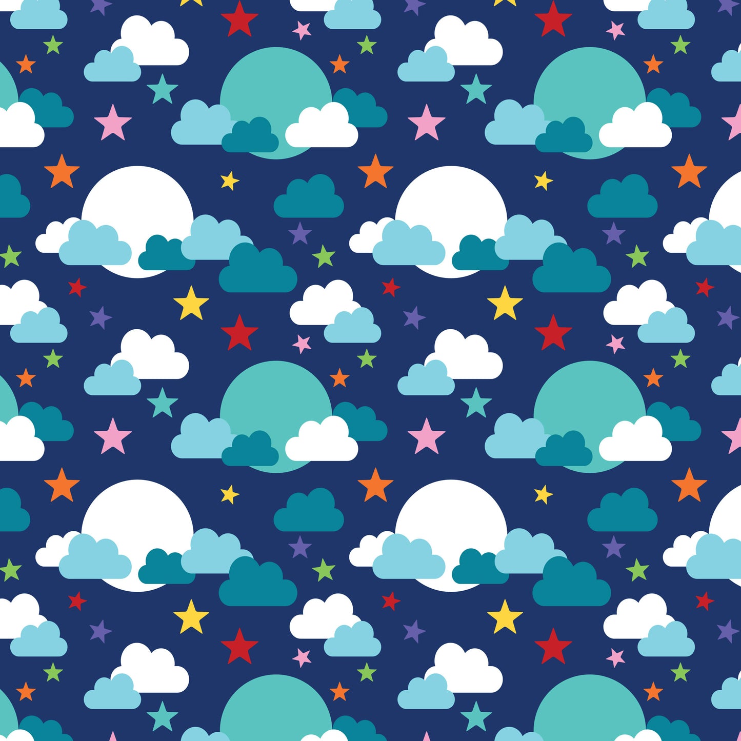 CLOUDY DAYS DARK BLUE STARS - Devonstone Cotton Fabric