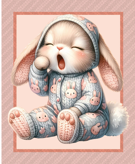 Bed Buds Sleepy Bunny Cotton Quilting Fabric Panel
