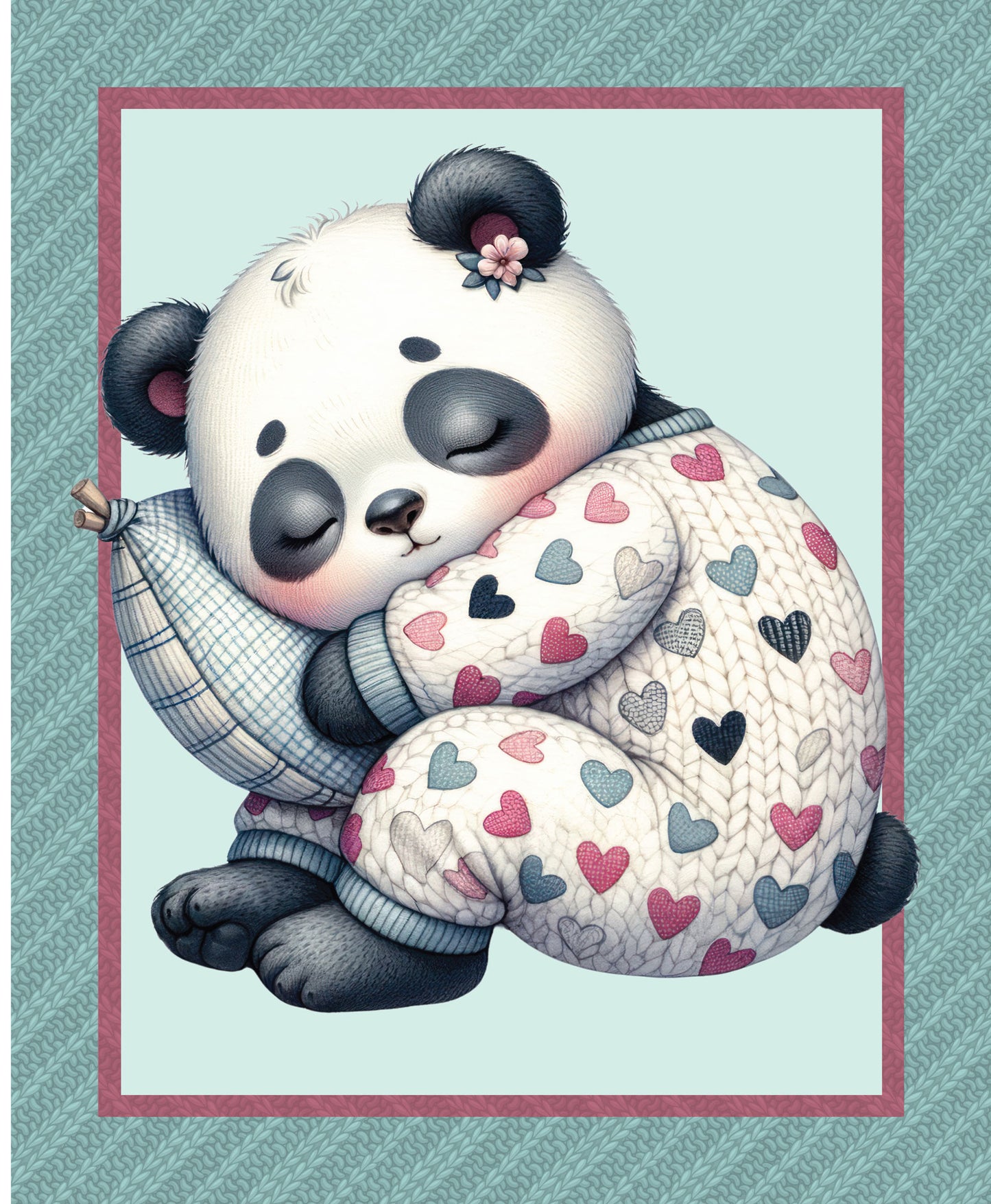 Bed Buds Sleepy Baby Panda Cotton Quilting Fabric Panel