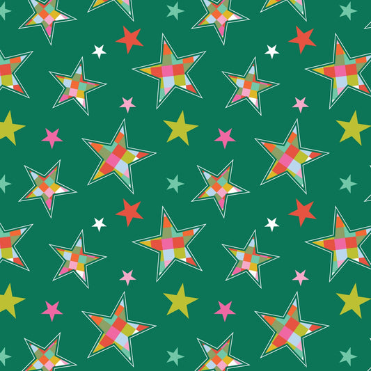 Deck the Halls Green Scattered Star - DV6925