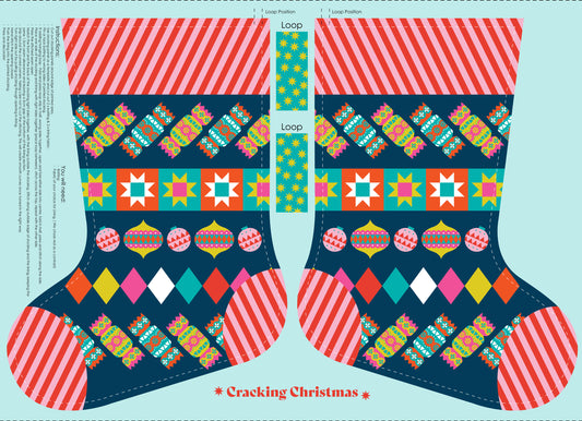 Cracking Christmas Stocking - Devonstone Cotton Fabric Panel ( 50cm x 70cm)