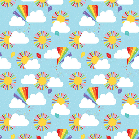 CLOUDY DAYS SKY BLUE SUN CLOUD -  Devonstone Cotton Fabric