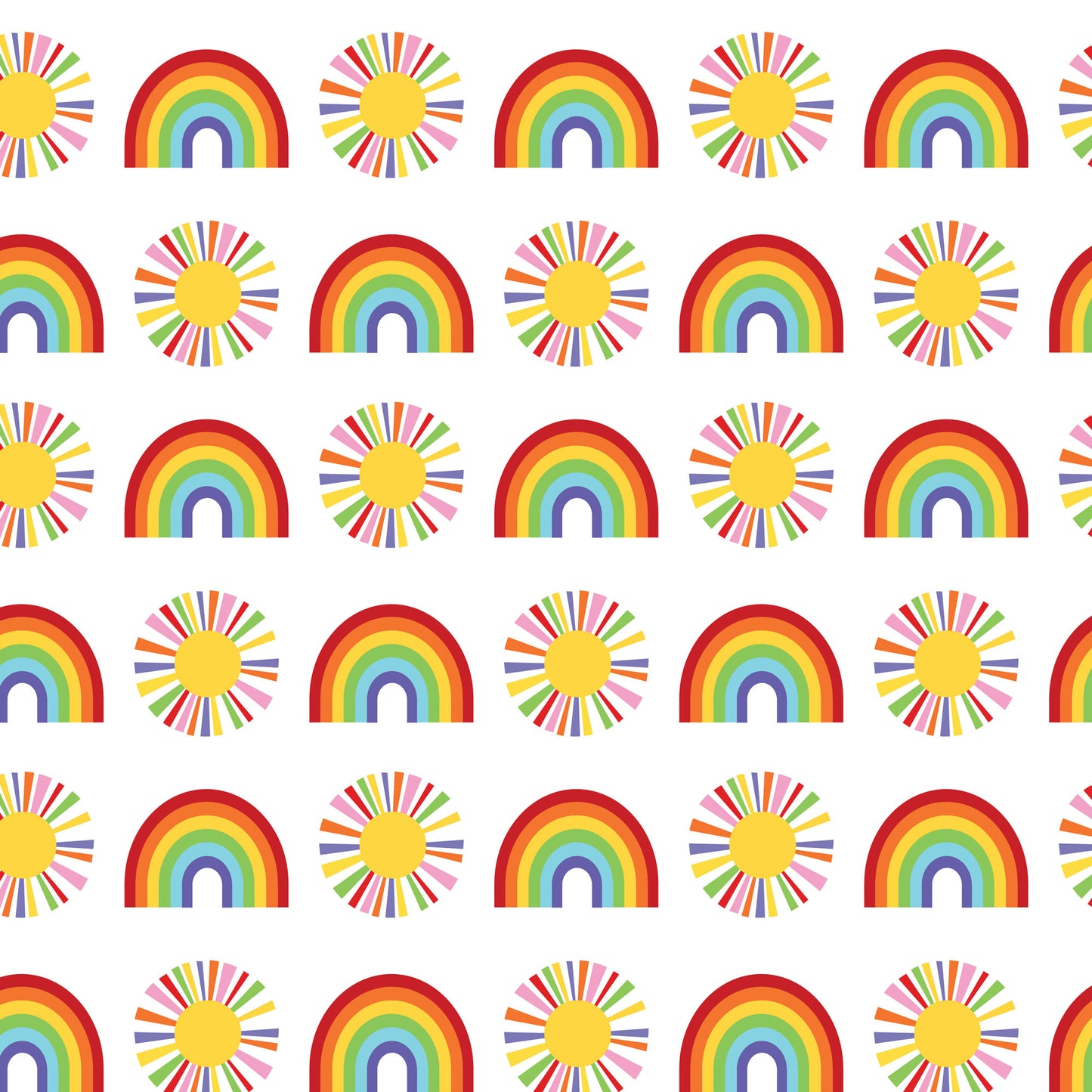 CLOUDY DAYS WHITE SUN RAINBOW -  Devonstone Cotton Fabric