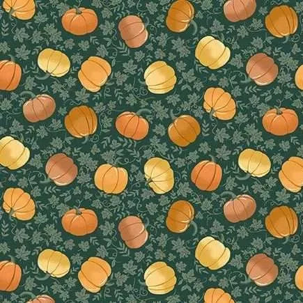 Hello Autumn Pumpkin Spice Green - Makover Fabrics