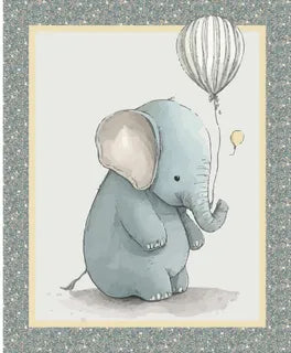 Ditsy Daisy Elephant Cot Panel - Devonstone Cotton Fabric