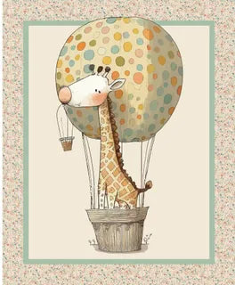 Ditsy Daisy Giraffe Cot Panel - Devonstone Cotton Fabric