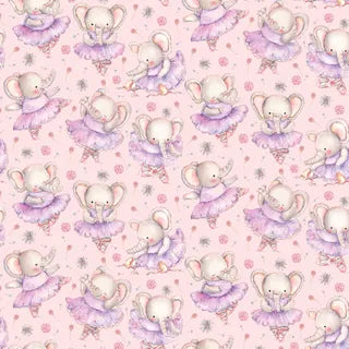 Ballerina Dancing Elephants on Soft Pink - Jen Digital Art